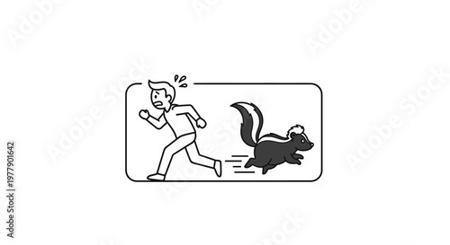 Man Running Away From Skunk, Fear, Danger, Wildlife Encounter