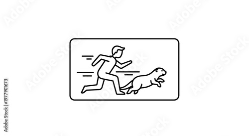 Man Running Chased by Dog, Motion Blur, Dynamic Action, Outdoor Scene