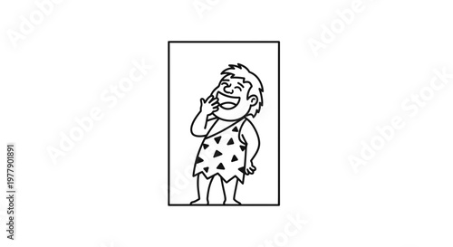 Happy Caveman Laughing, Primitive Man Joyful, Ancient Human Humor, Stone Age Character