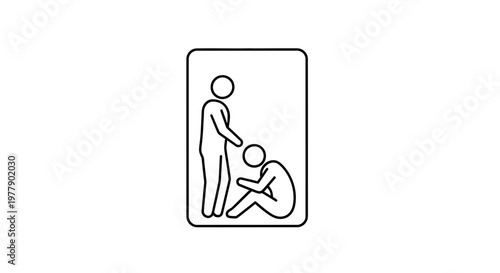 Helping Hand Icon: Person Supporting Another Person in Distress
