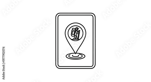 Hiking Trail Marker Icon: Backpacking Tourist Location Pin with Map Pointer and Compass