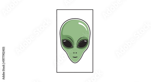 Green Alien Head Icon, Extraterrestrial Face, UFO Symbol, Sci-Fi Character