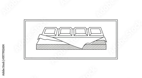 Hand-drawn illustration of a chocolate bar with wrapper