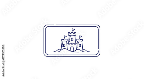 Hand-drawn sandcastle icon on a white background