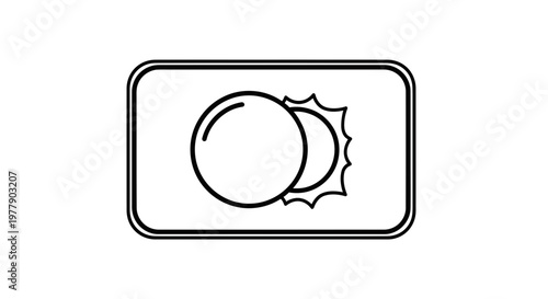 Eclipse Icon: Sun and Moon Overlapping in Stylized Graphic