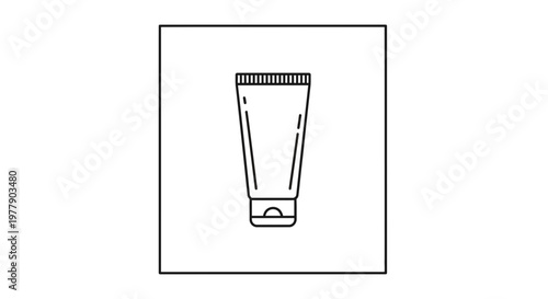 Cosmetic Cream Tube Icon, Simple Line Art, Skincare Product Container