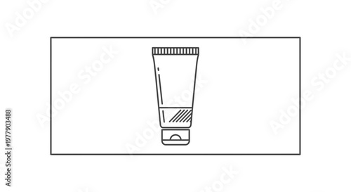 Cosmetic cream tube icon, simple line art, isolated on white background