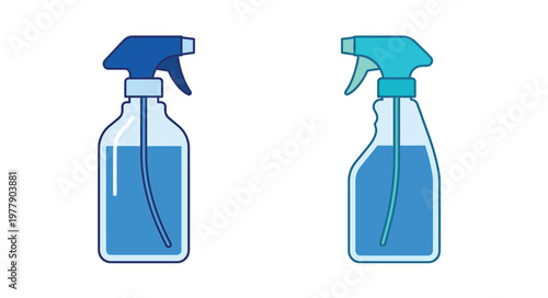 Two spray bottles with translucent liquid presented in a simple illustration