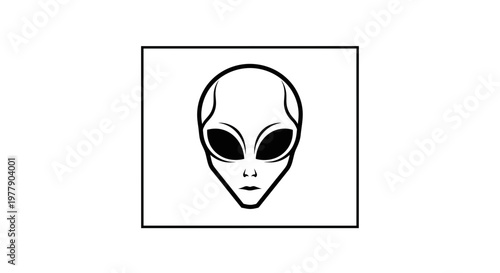 Alien Head Icon, Extraterrestrial Face, UFO Symbol, Sci-Fi Concept