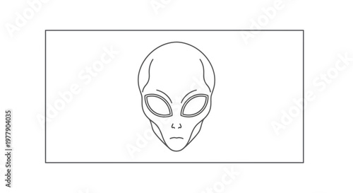 Alien Head Outline Icon - Extraterrestrial Face Symbol, Sci-Fi Concept