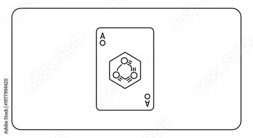 Ace of Spades playing card with chemical molecule symbol, scientific concept