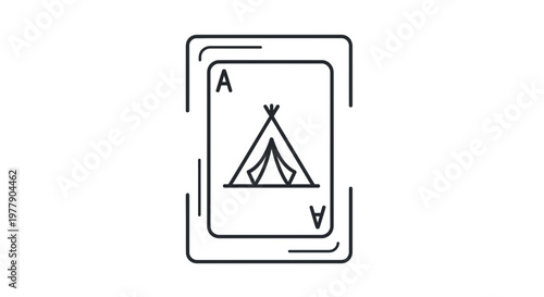 Ace of Spades Playing Card with Tent Icon - Camping Adventure Concept