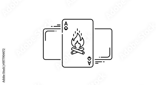 Ace of Spades with Campfire Icon, Card Game, Gambling, Luck, and Strategy Concept