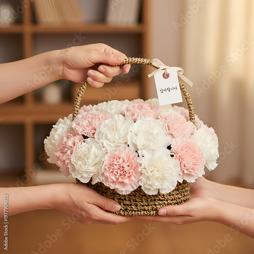 Beautiful fresh pink and red carnation flowers, floral background for Mother's Day