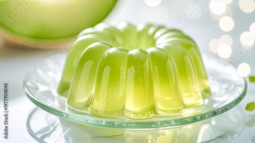 ガラス皿の上のメロンゼリー