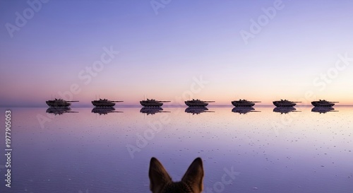 Person Relaxing on Calm Water at Sunset.