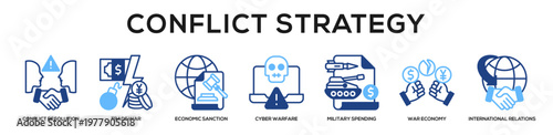 Glyphcolor - Conflict Strategy web banner icon vector illustration concept