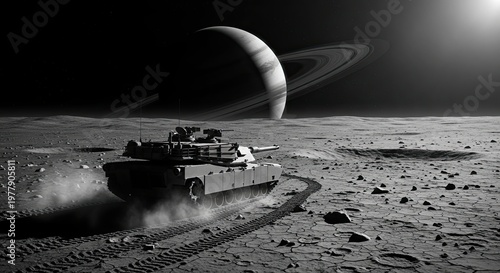 Space Exploration Vehicle on Lunar Surface.