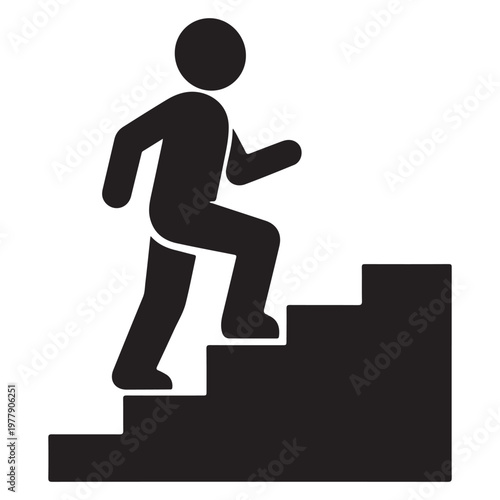 Walking up the stairs or staircase icon vector silhouette 