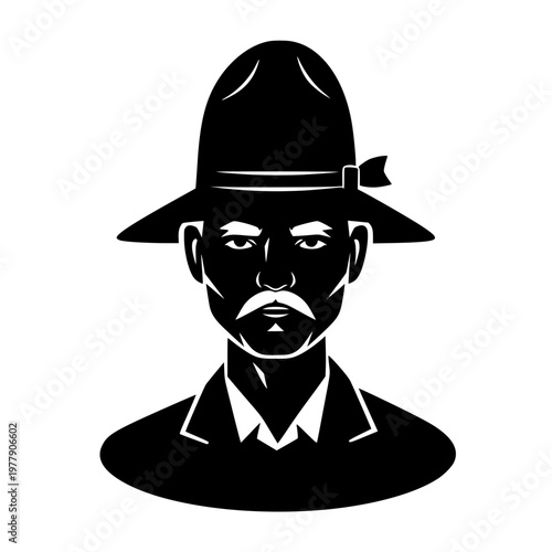 Vector illustration of a man with mustache wearing a campaign hat