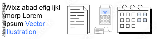 Business planning, organization tools, financial management, office documentation, scheduling, productivity. Icons include a document, a calculator and a calendar. Business planning and organization