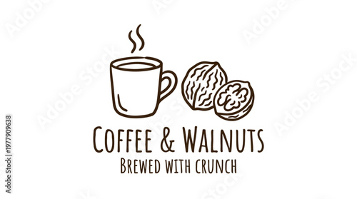 Coffee and Walnuts Logo Brewed With Crunch