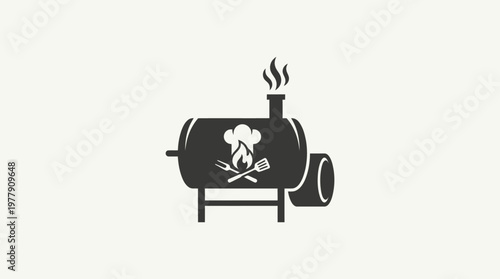 Barbecue Grill Logo with Chef's Hat and Utensils