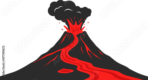 Erupting volcano with lava flow 1.
