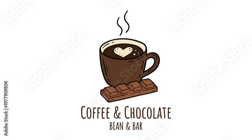 Coffee and Chocolate Logo Bean and Bar