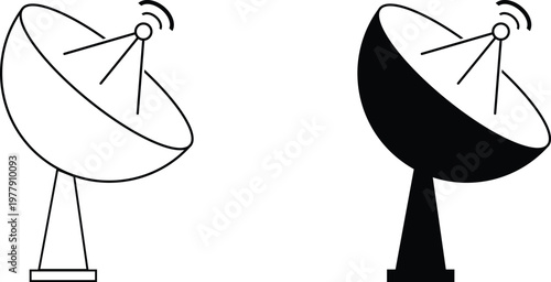 satellite dish antennas receiving signals flat design vector illustration