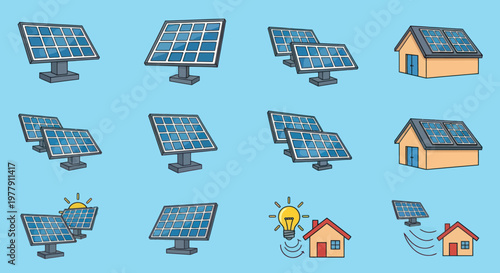 Solar Panels & Eco-Friendly Home Power - Renewable Energy Icons