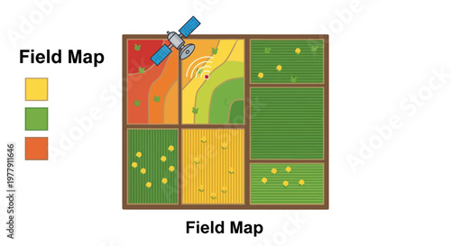 Smart Farming Field Map with Satellite and Data Visualization