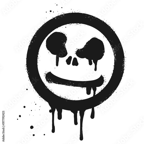 Spray painted graffiti skull in black over white. Skull head symbol. isolated on white background. vector illustration