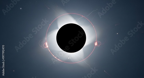 Astronomy concept cosmic eclipse illustration with circular energy and core