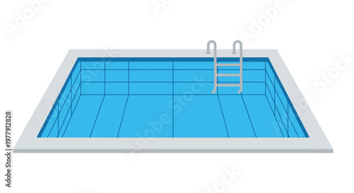 A rectangular swimming pool with a ladder viewed from above