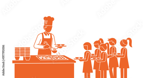 People waiting for food service.