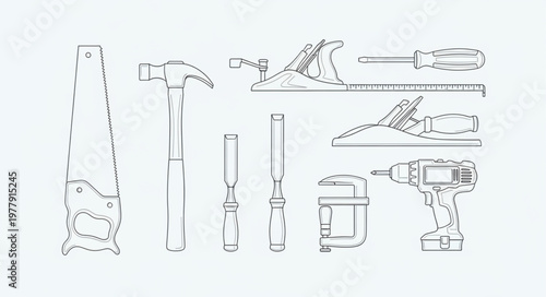 Variety of power tools equipment.