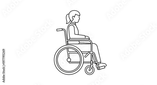 Woman sitting in a wheelchair outdoors.
