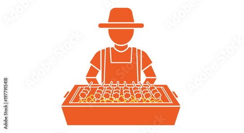 Man with fruit in tray.