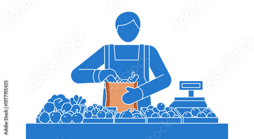 Man working at fruit stand.