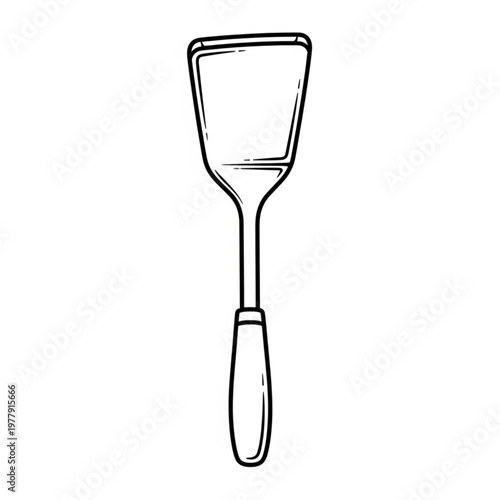 Drawing of a kitchen serving spatula.