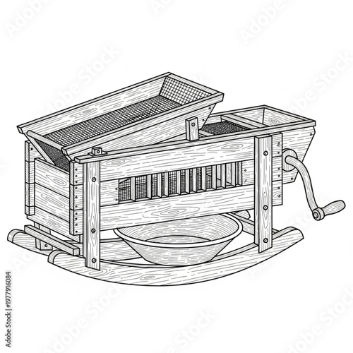 Old fashioned manual meat grinder machine.