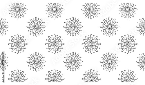 Abstract circular flower pattern oval petals dots seamless vector design