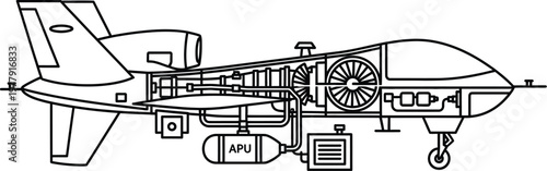 Propulsion system diagram for modern military drone technology