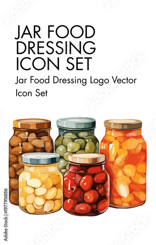 Set of Preserved Foods in Glass Jars, a Collection of Delicious Homemade Jams and Pickles