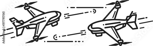 Drone combat infographic elements with technical data visualization symbols