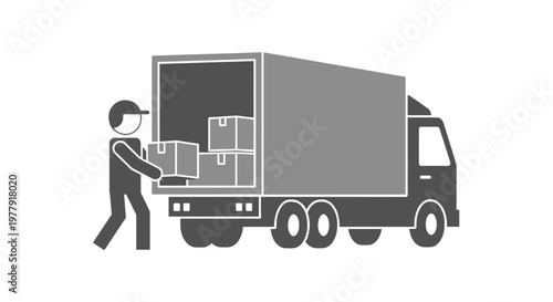 Man loading boxes into truck.