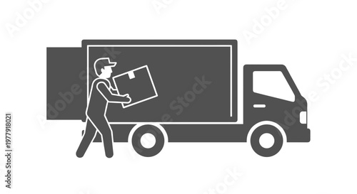 Man loading box into truck.