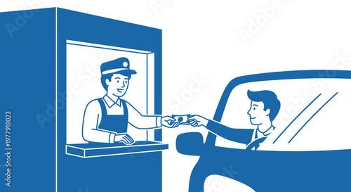 Man buying food at drive thru.