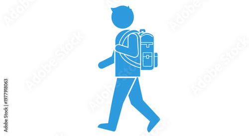 Person walking with backpack on.